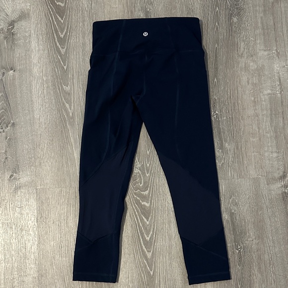 Lululemon 4 Pace Rival High Rise True Navy Crop Athletic Workout Women Leggings - Picture 7 of 13